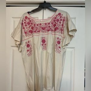 Embroidered Mexican Floral Blouse